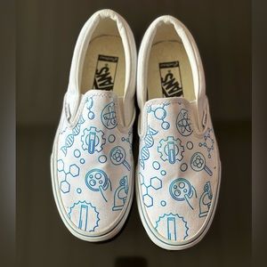 Vans Slip-ons Science print- Size 6.0 (Boys), Size 7.5 (Women)